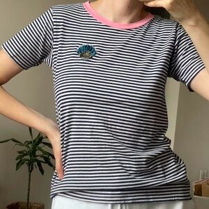 J. Crew Seashell Embellished Striped T-Shirt